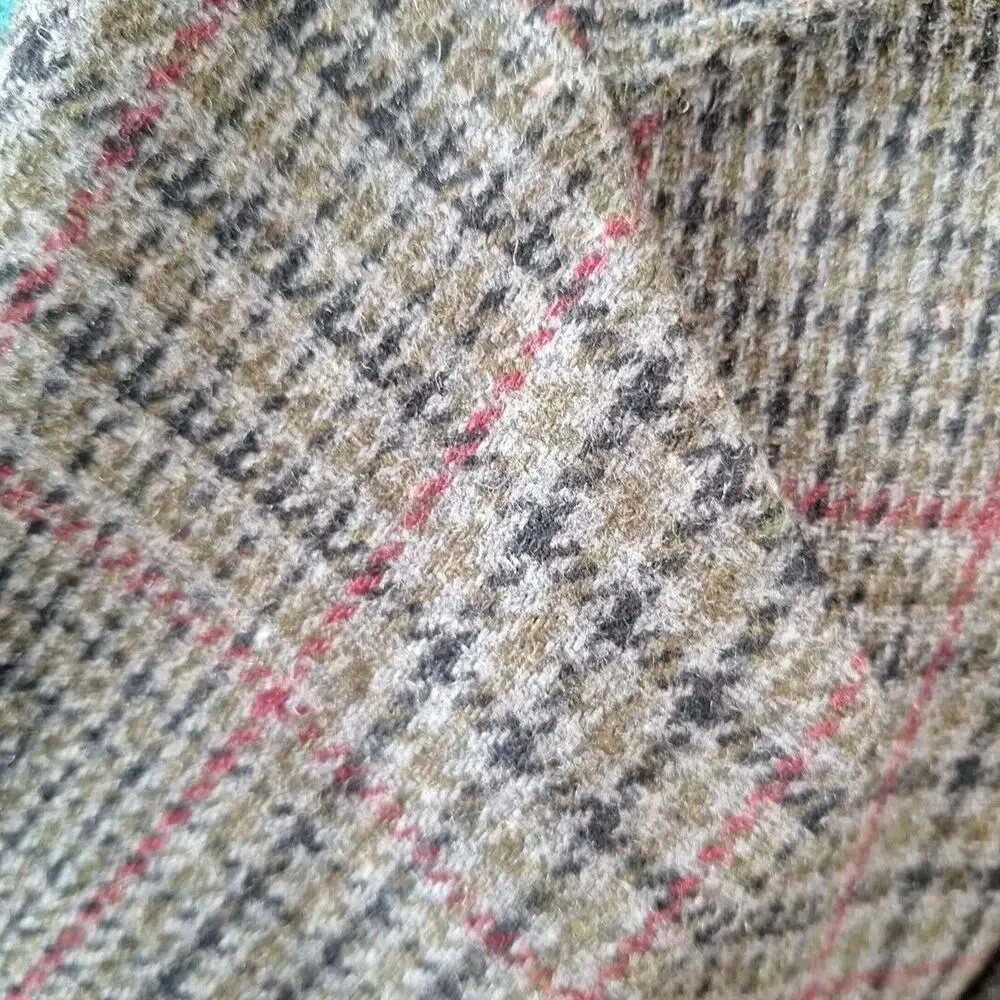 Vintage Sag Harbor Gray Green Plaid Wool Blnd Blazer Women Size 14P Petite - Picture 2 of 9